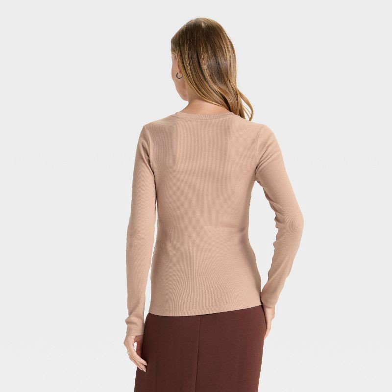 slide 2 of 4, Women's Slim Fit Long Sleeve Top - A New Day™ Pink S, 1 ct