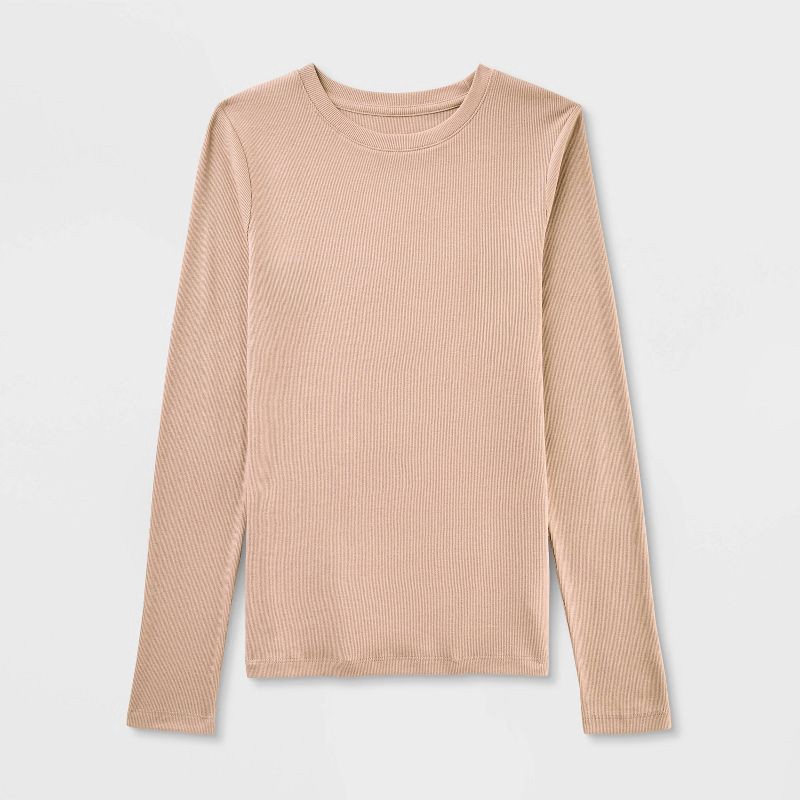 slide 4 of 4, Women's Slim Fit Long Sleeve Top - A New Day™ Pink XL, 1 ct