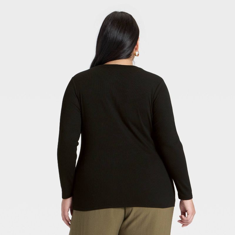 slide 2 of 3, Women's Slim Fit Long Sleeve Top - A New Day™ Black XXL, 1 ct