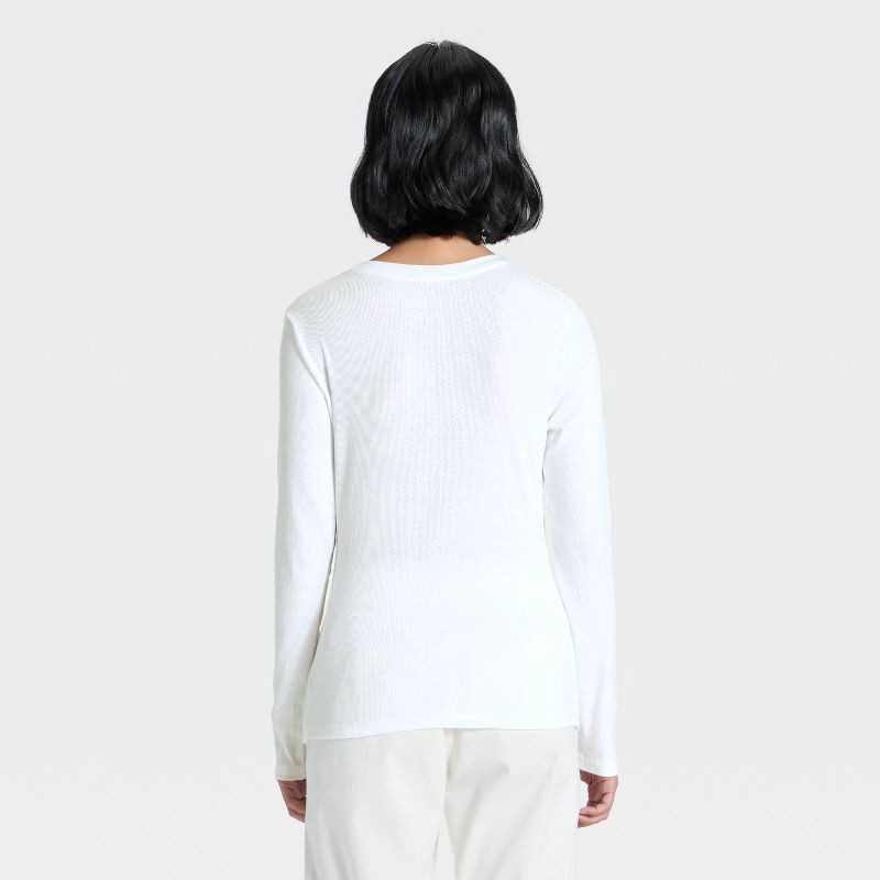 slide 2 of 4, Women's Slim Fit Long Sleeve Top - A New Day™ White S, 1 ct