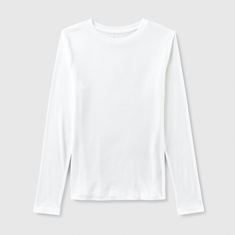 slide 4 of 4, Women's Slim Fit Long Sleeve Top - A New Day™ White S, 1 ct
