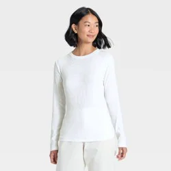 Women's Slim Fit Long Sleeve Top - A New Day™ White S