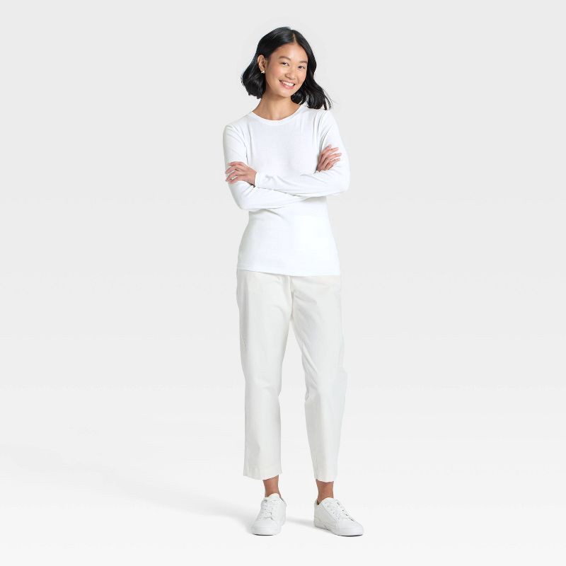 slide 3 of 4, Women's Slim Fit Long Sleeve Top - A New Day™ White XL, 1 ct