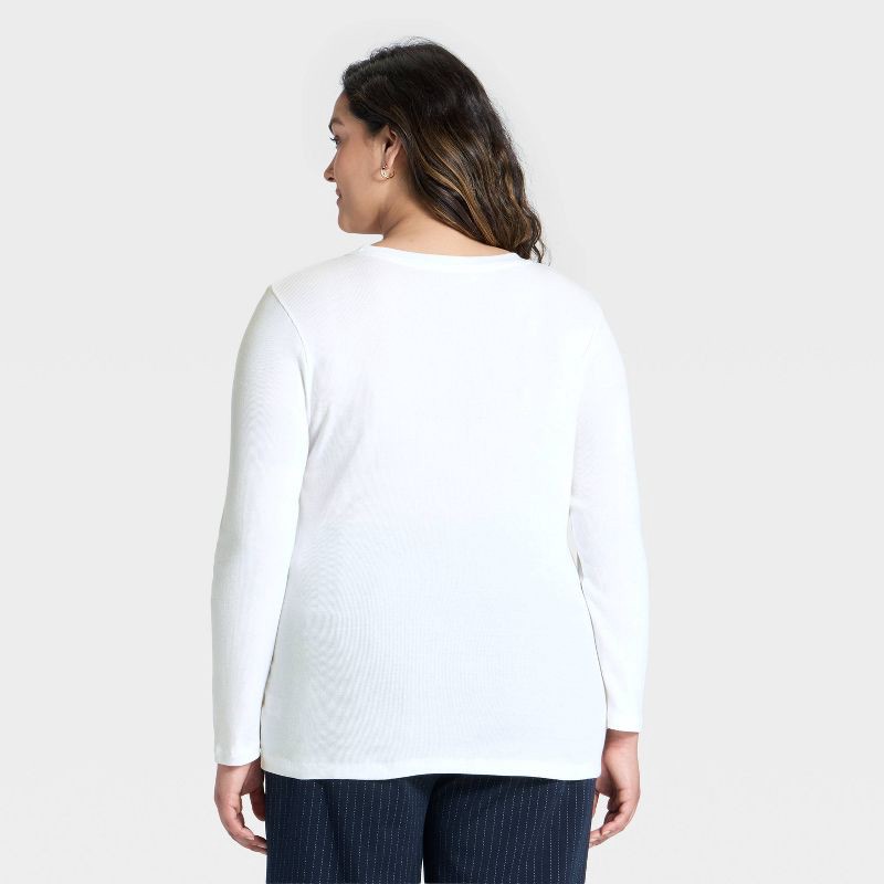slide 2 of 3, Women's Slim Fit Long Sleeve Top - A New Day™ White XXL, 1 ct