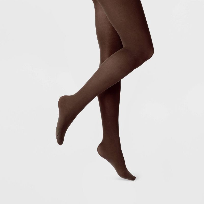 slide 1 of 2, Women's 50D Opaque Tights - A New Day™ Brown L/XL, 1 ct