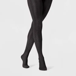 Women's Cable Sweater Tights - A New Day™ Black M/L