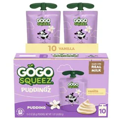 GoGo SqueeZ PuddingZ Gluten Free Vanilla Snack Pudding On-the-Go Squeeze Pouches - 30oz/10ct