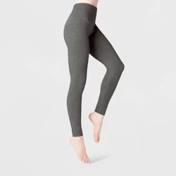 Women's High Waist Cotton Seamless Fleece Lined Leggings - A New Day™ Heather Gray 1X