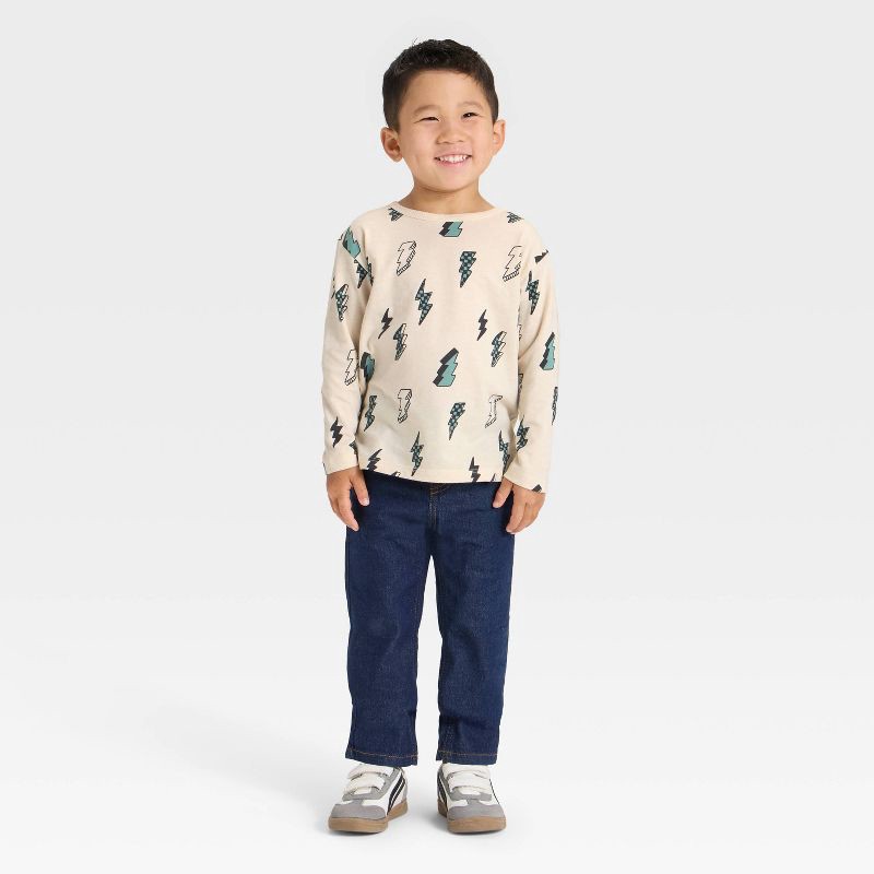 slide 3 of 3, Toddler Boys' Long Sleeve Relaxed T-Shirt - Cat & Jack™ Beige 4T, 1 ct