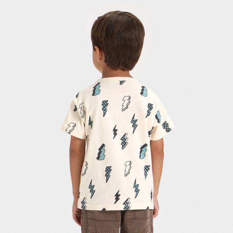 slide 3 of 3, Toddler Boys' Short Sleeve Relaxed T-Shirt - Cat & Jack™ Cream 3T, 1 ct