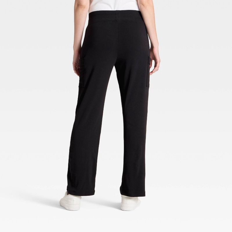 slide 2 of 3, Women's Super Soft Cargo Straight Leg Lounge Pants with Pockets - A New Day™ Black M, 1 ct