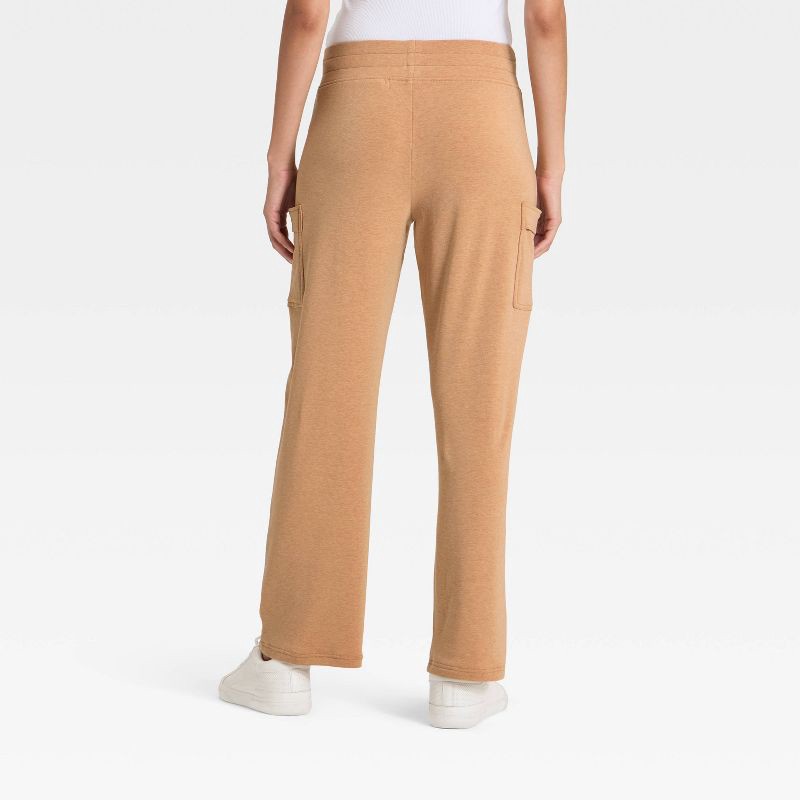 slide 2 of 3, Women's Super Soft Cargo Straight Leg Lounge Pants with pockets - A New Day™ Brown L, 1 ct