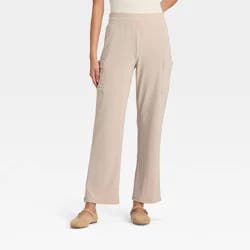 Women's Super Soft Cargo Straight Leg Lounge Pants with Pockets - A New Day™ Oatmeal Heather S