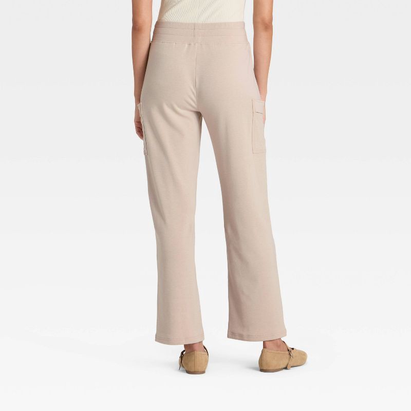 slide 2 of 3, Women's Super Soft Cargo Straight Leg Lounge Pants with Pockets - A New Day™ Oatmeal Heather M, 1 ct