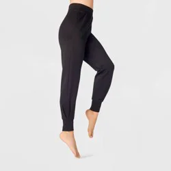 Women's Neoprene High Waist Joggers with flat elastic waistband and pockets - A New Day™ Black S