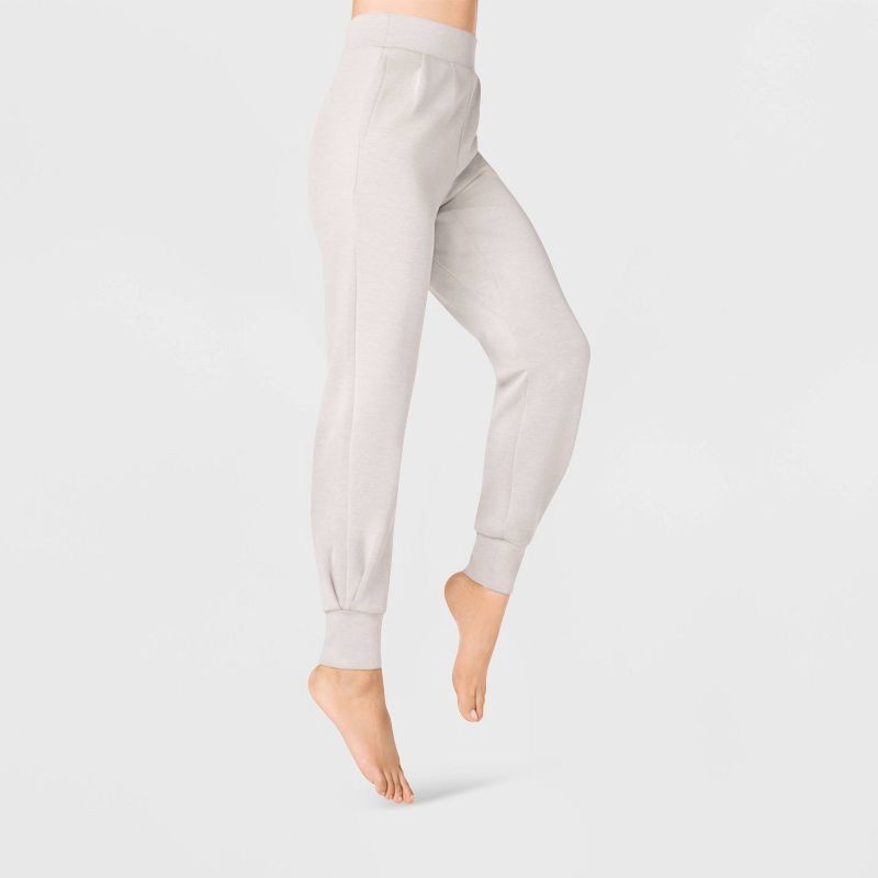 slide 1 of 3, Women's Neoprene High Waist Joggers with flat elastic waistband and pockets - A New Day™ Heather Gray L, 1 ct