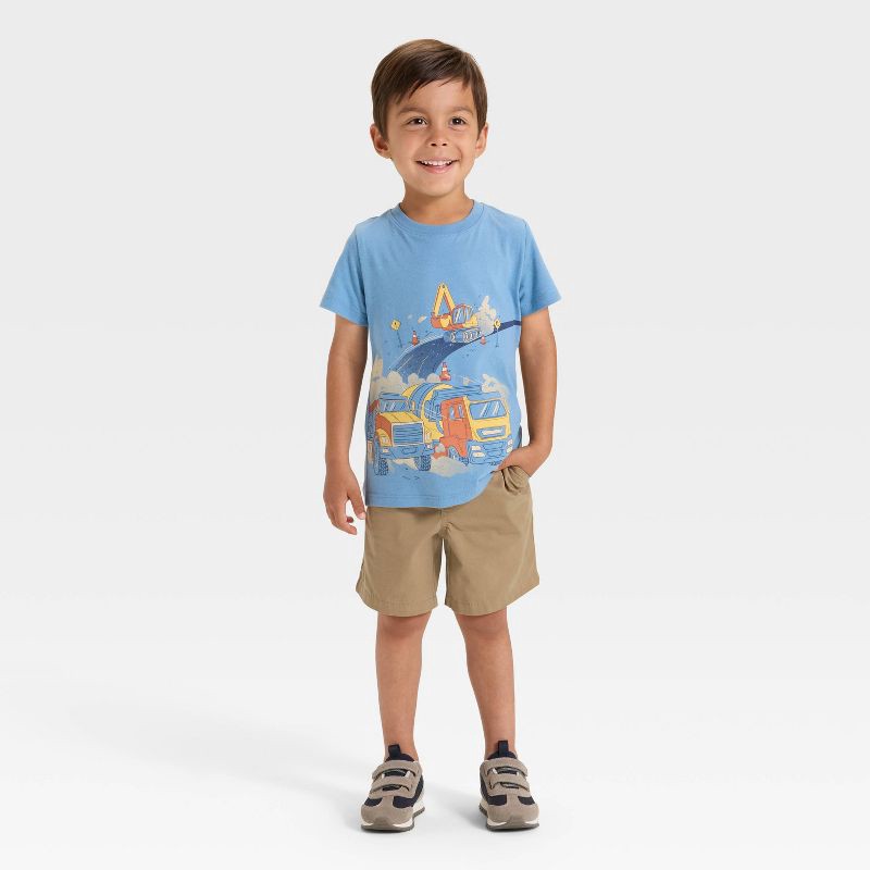 slide 4 of 4, Toddler Boys' Short Sleeve Construction Vehicles Graphic T-Shirt - Cat & Jack™ Dusty Blue 2T, 1 ct