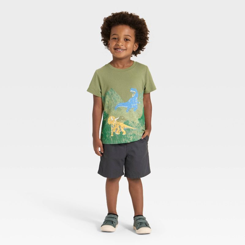 slide 2 of 4, Toddler Boys' Short Sleeve Dino Graphic T-Shirt - Cat & Jack™ Olive 5T, 1 ct