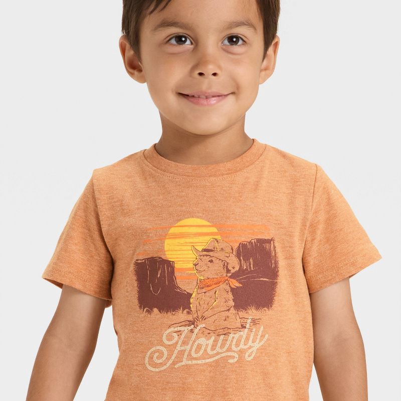 slide 4 of 4, Toddler Boys' Short Sleeve Howdy Graphic T-Shirt - Cat & Jack™ Brown 5T, 1 ct