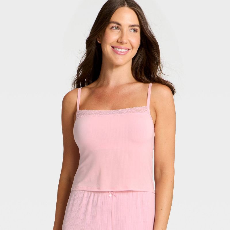slide 1 of 3, Women's Modal Blend Lace Cami - Auden™ Light Pink S, 1 ct
