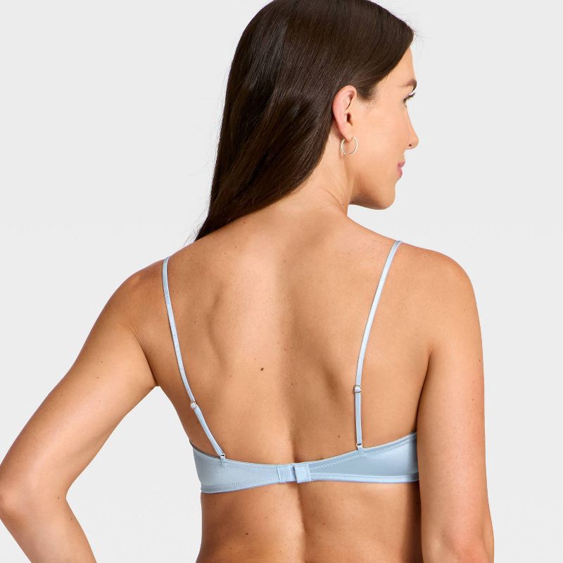 slide 3 of 3, Women's Satin Unlined Scoop Bralette - Auden™ Light Blue XS, 1 ct
