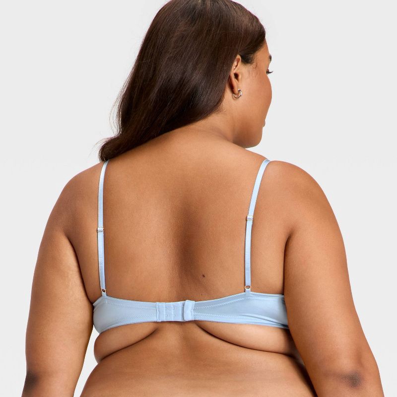 slide 3 of 3, Women's Satin Unlined Scoop Bralette - Auden™ Light Blue XXL, 1 ct