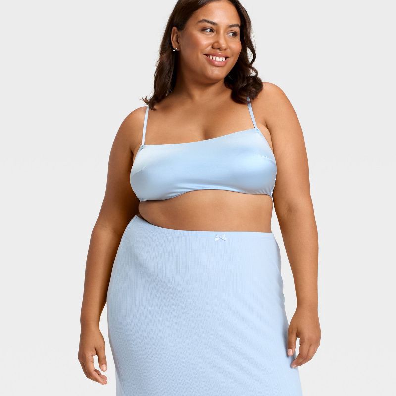 slide 2 of 3, Women's Satin Unlined Scoop Bralette - Auden™ Light Blue XXL, 1 ct
