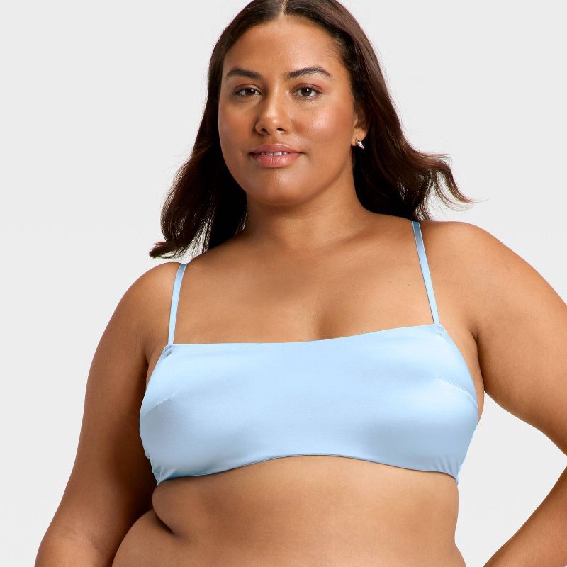 slide 1 of 3, Women's Satin Unlined Scoop Bralette - Auden™ Light Blue XXL, 1 ct