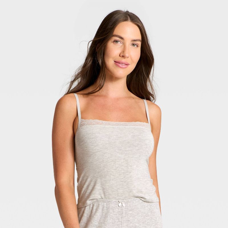 slide 1 of 3, Women's Modal Blend Lace Cami - Auden™ Heather Gray M, 1 ct