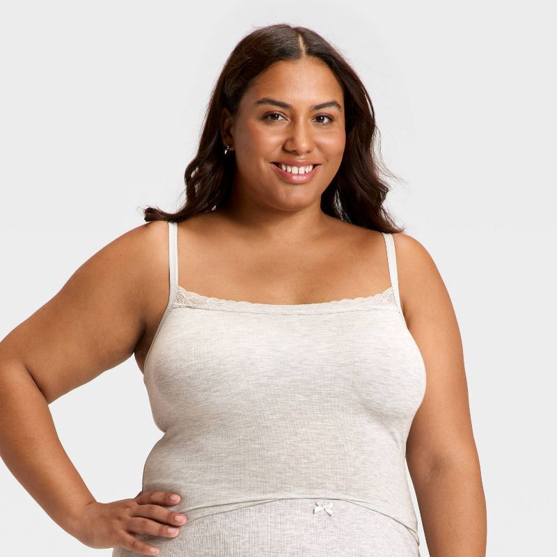 slide 1 of 3, Women's Modal Blend Lace Cami - Auden™ Heather Gray XXL, 1 ct