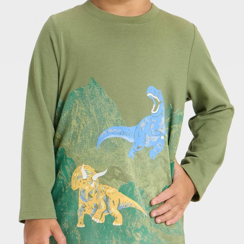 slide 2 of 4, Toddler Boys' Long Sleeve Dinosaur Graphic T-Shirt - Cat & Jack™ Green 12M, 1 ct