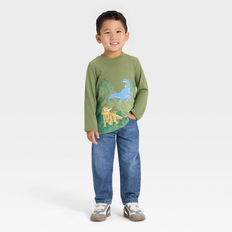 slide 4 of 4, Toddler Boys' Long Sleeve Dinosaur Graphic T-Shirt - Cat & Jack™ Green 4T, 1 ct