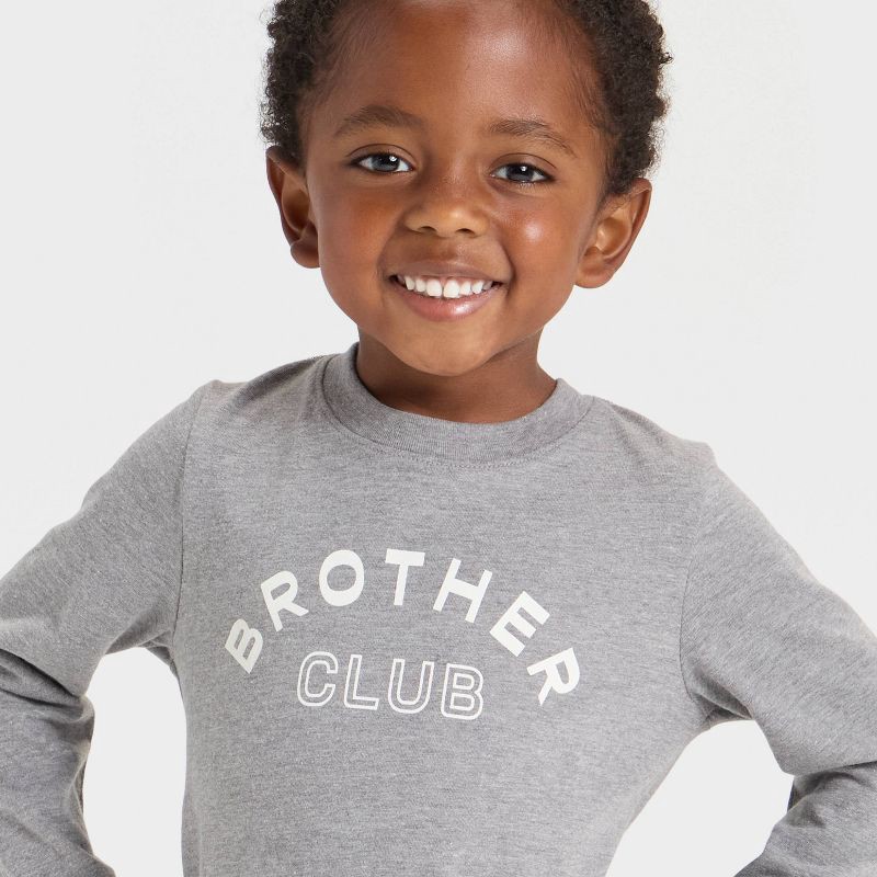 slide 4 of 4, Toddler Boys' Long Sleeve Brother Club Graphic T-Shirt - Cat & Jack™ Gray 18M, 1 ct