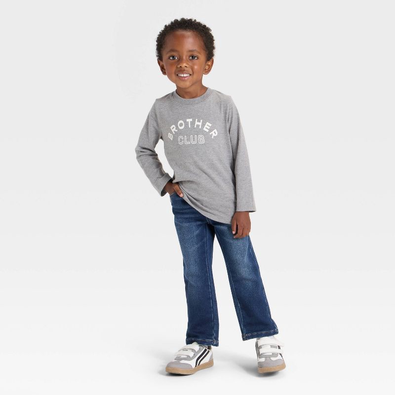 slide 3 of 4, Toddler Boys' Long Sleeve Brother Club Graphic T-Shirt - Cat & Jack™ Gray 5T, 1 ct