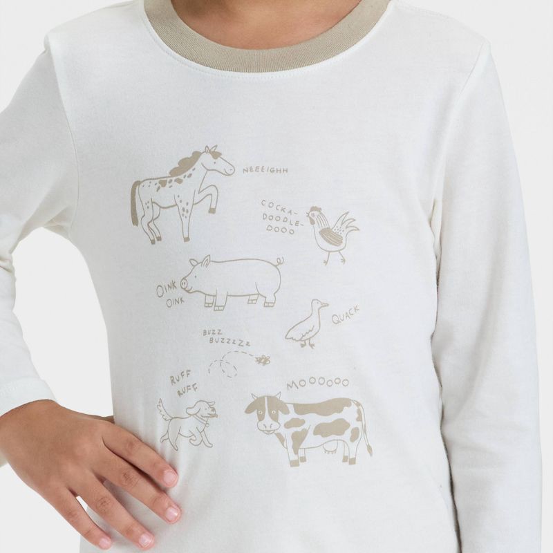 slide 3 of 4, Toddler Boys' Long Sleeve Animals Graphic T-Shirt - Cat & Jack™ Off-White 2T, 1 ct