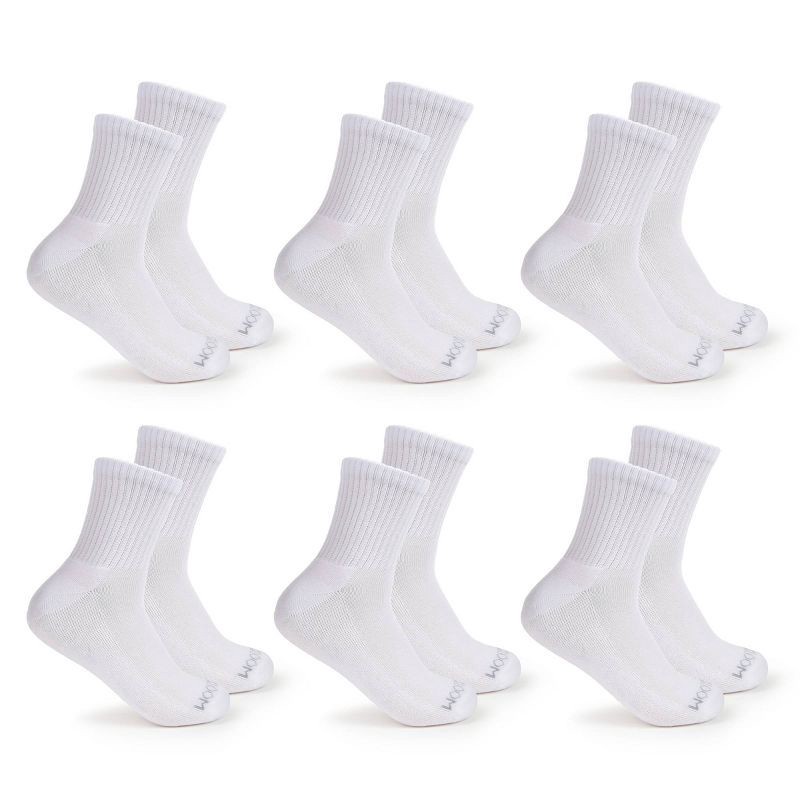 slide 2 of 6, Fruit of the Loom Women's 6pk Mid Crew Socks - White, 6 ct