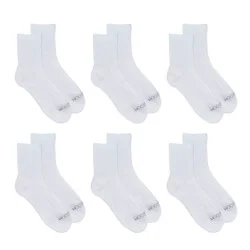 Fruit of the Loom Women's 6pk Mid Crew Socks - White