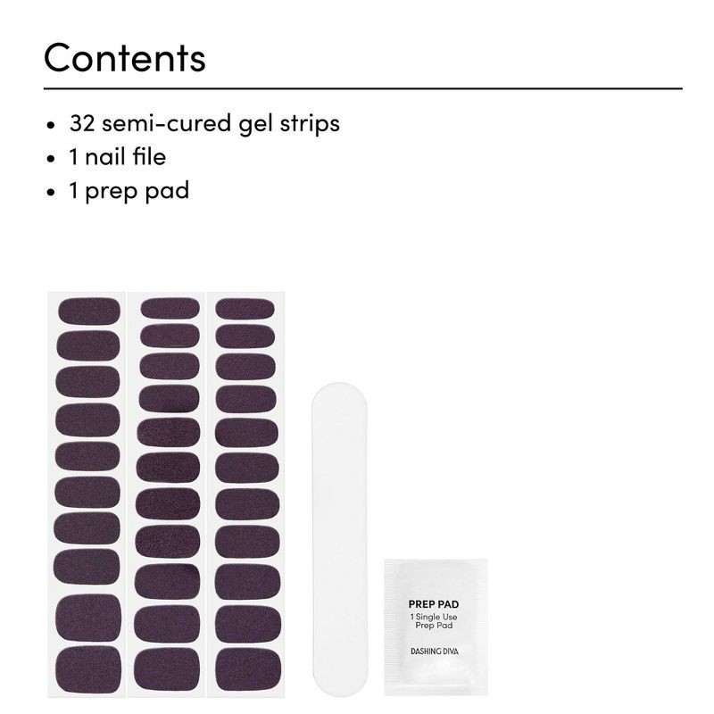 slide 3 of 6, Dashing Diva Gloss Gel Nail Art Strips - Fig Pop - 32ct, 32 ct