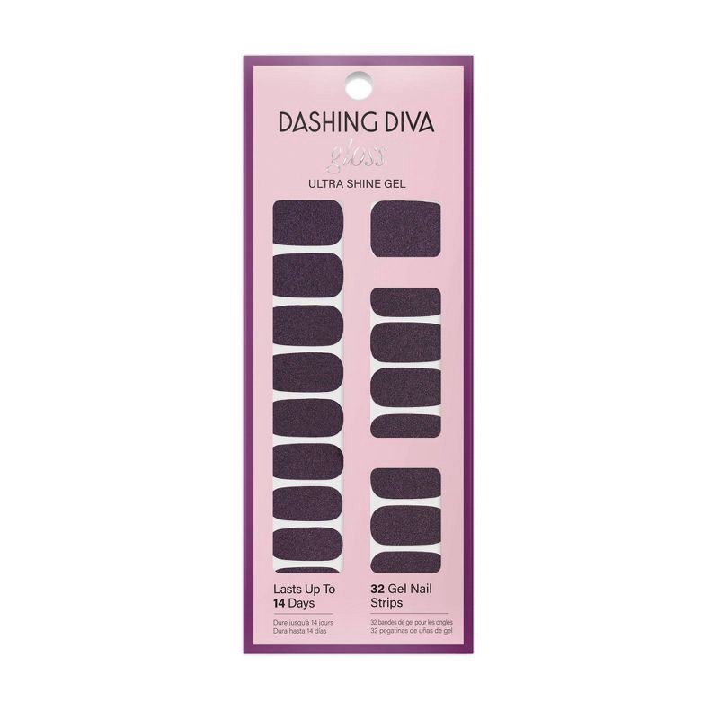 slide 1 of 6, Dashing Diva Gloss Gel Nail Art Strips - Fig Pop - 32ct, 32 ct