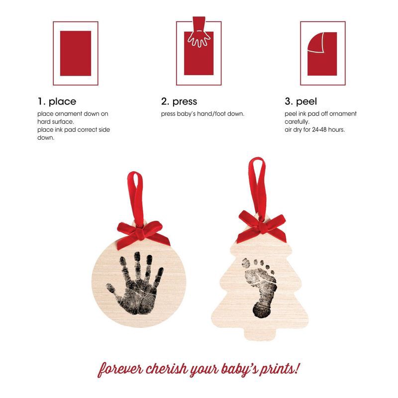 slide 12 of 13, Pearhead 6.5"x7" Holiday Baby Footprint and Handprint Ornament Kit with Clean-Touch Ink Pad Red, 1 ct