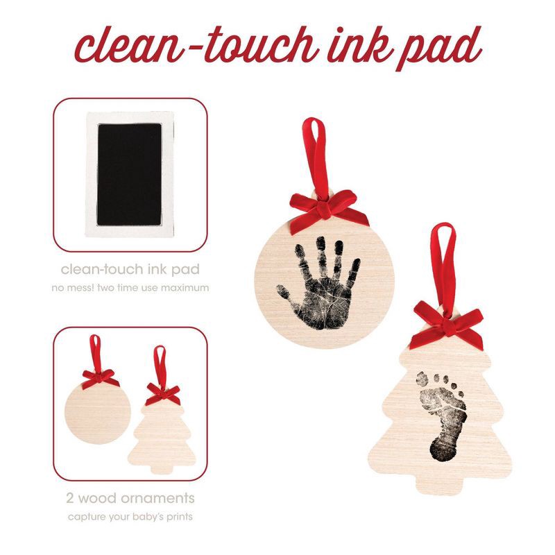 slide 10 of 13, Pearhead 6.5"x7" Holiday Baby Footprint and Handprint Ornament Kit with Clean-Touch Ink Pad Red, 1 ct