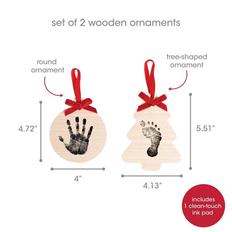 slide 11 of 13, Pearhead 6.5"x7" Holiday Baby Footprint and Handprint Ornament Kit with Clean-Touch Ink Pad Red, 1 ct