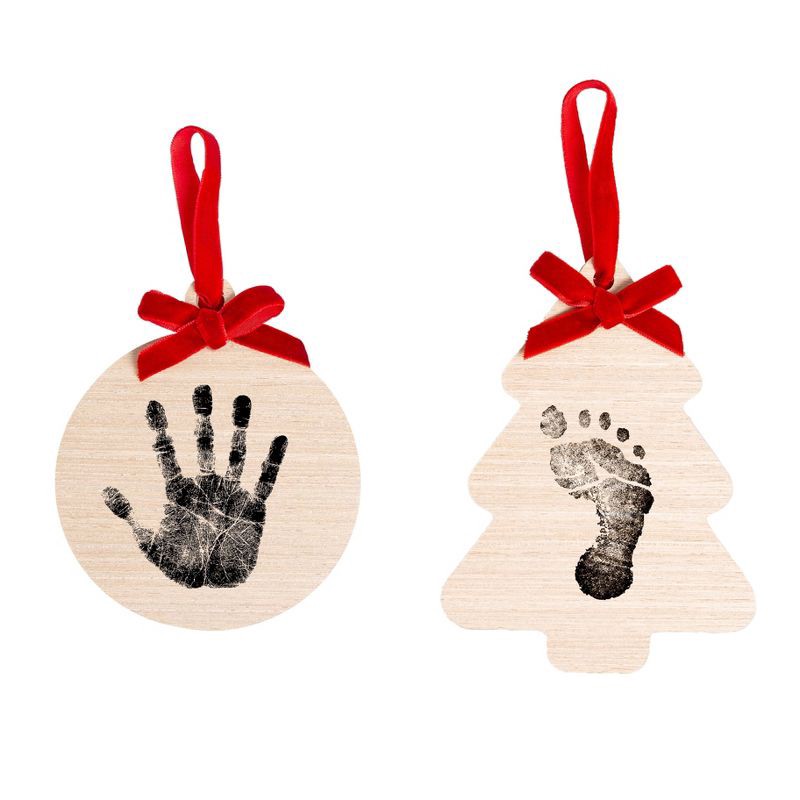slide 1 of 13, Pearhead 6.5"x7" Holiday Baby Footprint and Handprint Ornament Kit with Clean-Touch Ink Pad Red, 1 ct