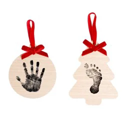 Pearhead 6.5"x7" Holiday Baby Footprint and Handprint Ornament Kit with Clean-Touch Ink Pad Red