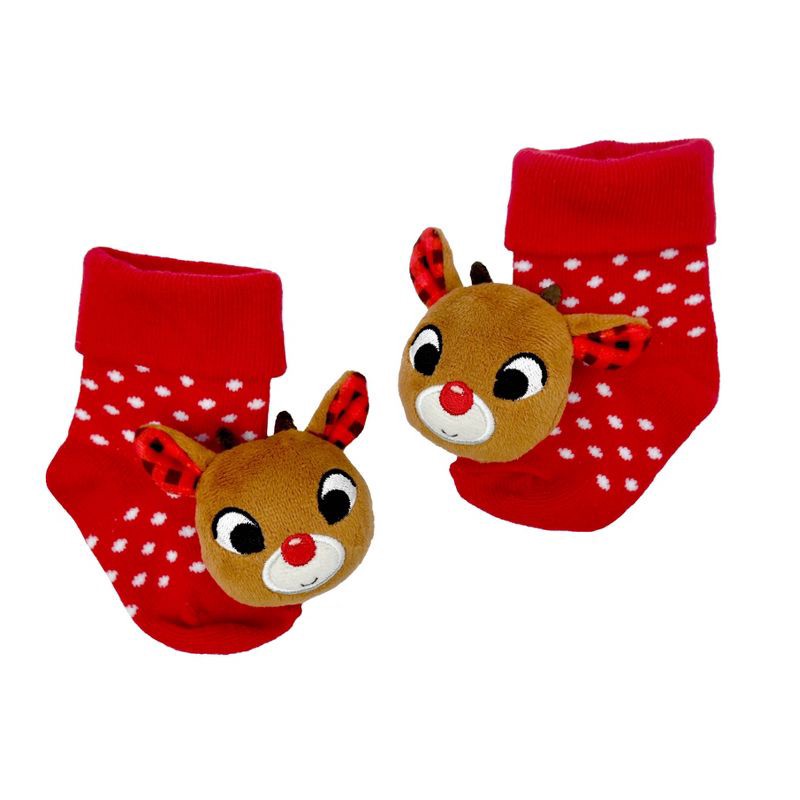 slide 3 of 3, Rudolph the Red-Nosed Reindeer Holiday Wrist and Foot Rattle Set - 4pc, 4 ct