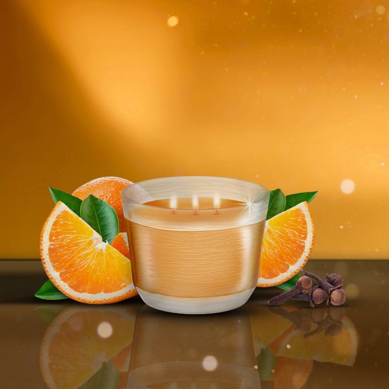 slide 2 of 11, Glade 3 Wick Holiday Scented Christmas Candle for Stocking Stuffers - Orange Zest & Clove - 6.8oz, 6.8 oz