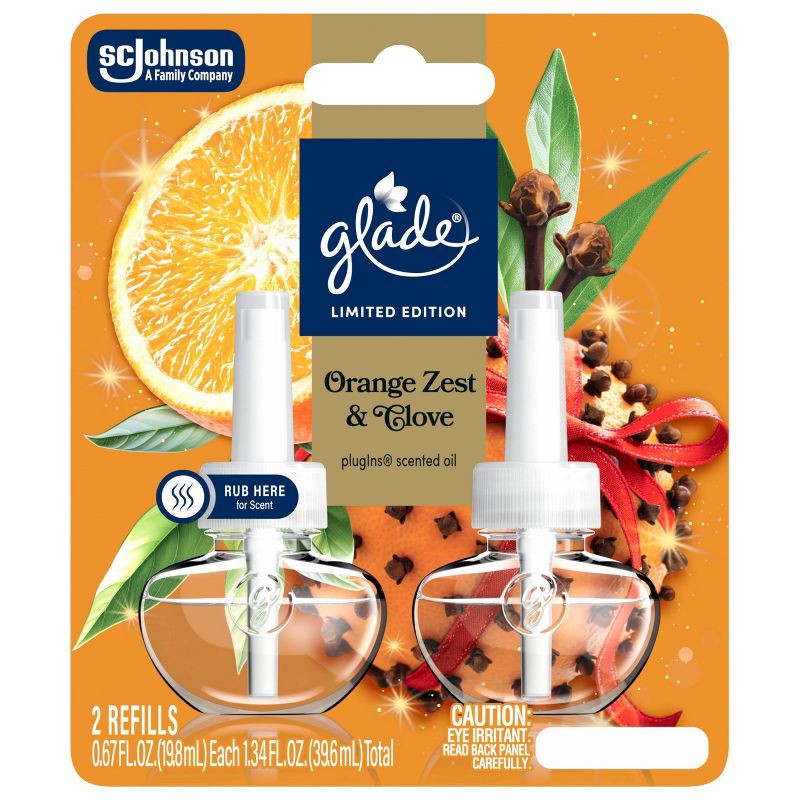 slide 4 of 12, Glade Air Freshener Plug Ins Fall Scented Oil Diffuser Refills - Orange Zest & Clove - 1.34 fl oz/2pk, 2 ct; 1.34 fl oz