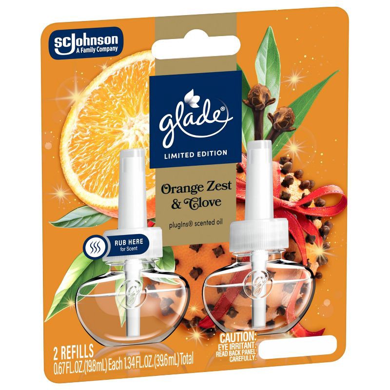 slide 11 of 12, Glade Air Freshener Plug Ins Fall Scented Oil Diffuser Refills - Orange Zest & Clove - 1.34 fl oz/2pk, 2 ct; 1.34 fl oz