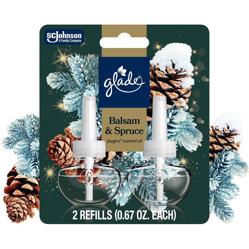 slide 1 of 11, Glade PlugIns Scented Oil Air Freshener Refills - Balsam & Spruce - 1.34oz/2ct, 2 ct; 1.34 oz