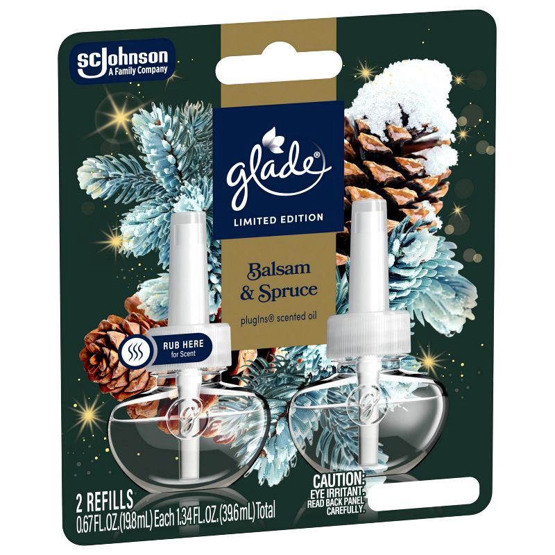 slide 10 of 11, Glade PlugIns Scented Oil Air Freshener Refills - Balsam & Spruce - 1.34oz/2ct, 2 ct; 1.34 oz